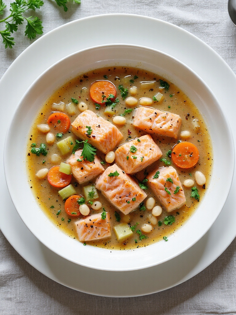 hearty salmon white bean soup