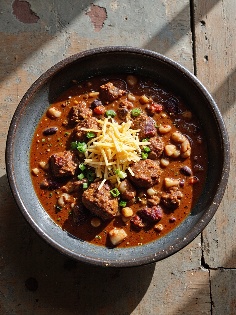 hearty slow cooked beef chili