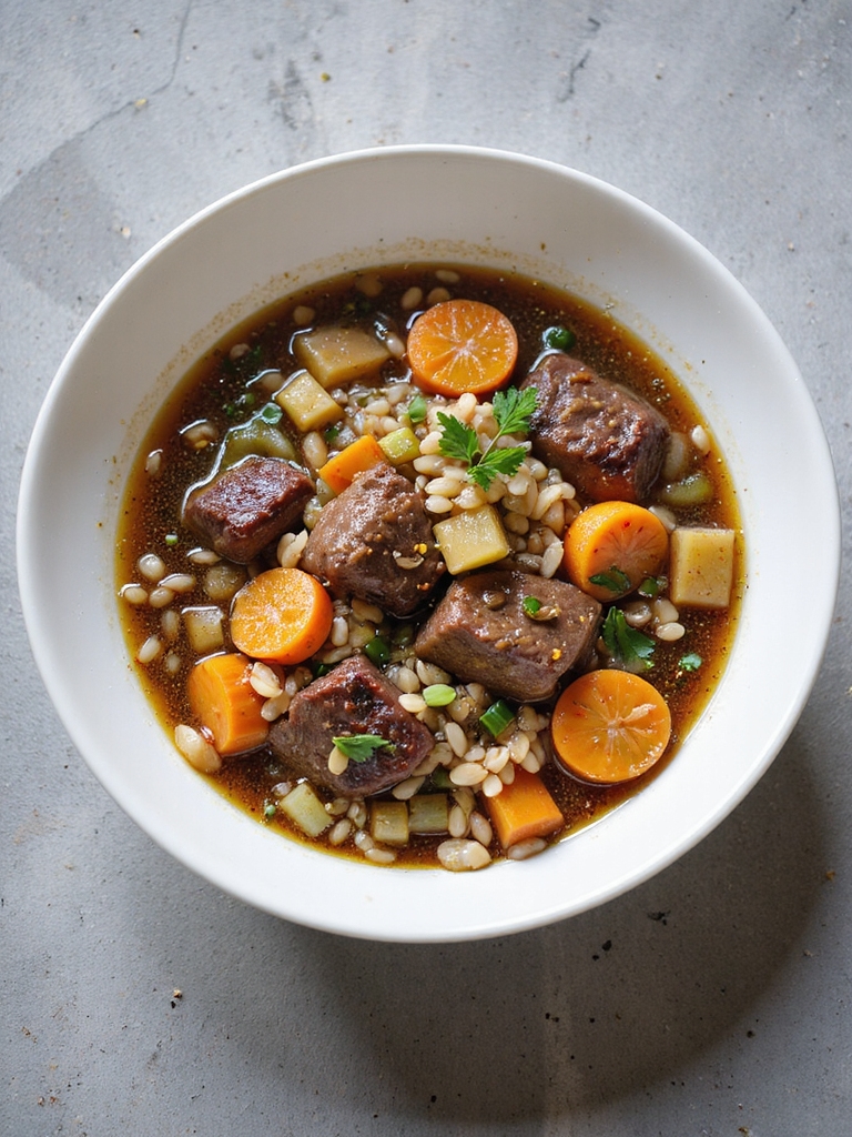 hearty slow cooked beef soup