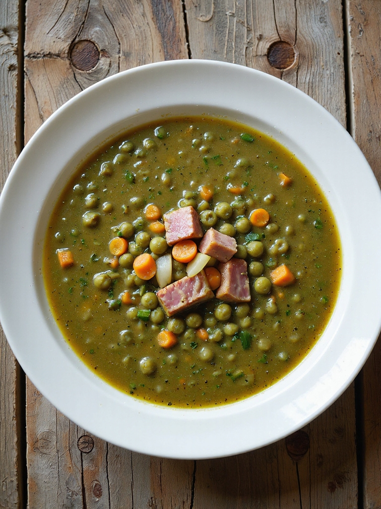 hearty slow cooked pea soup
