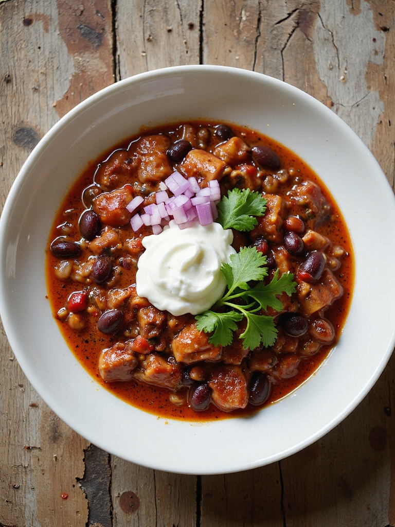 hearty slow cooked turkey chili
