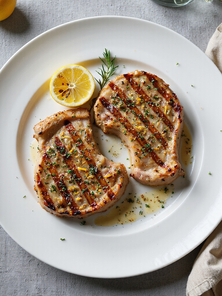herb crusted grilled pork chops