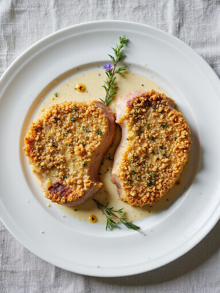 herb infused mustard crusted chops