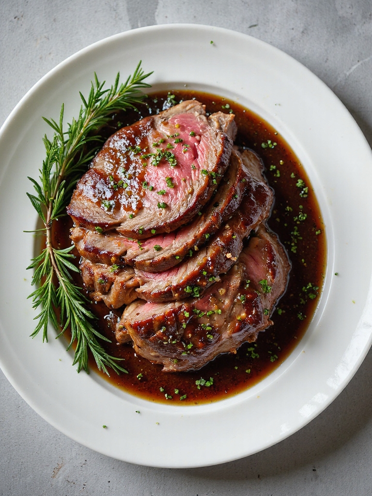 herb infused slow cooked beef