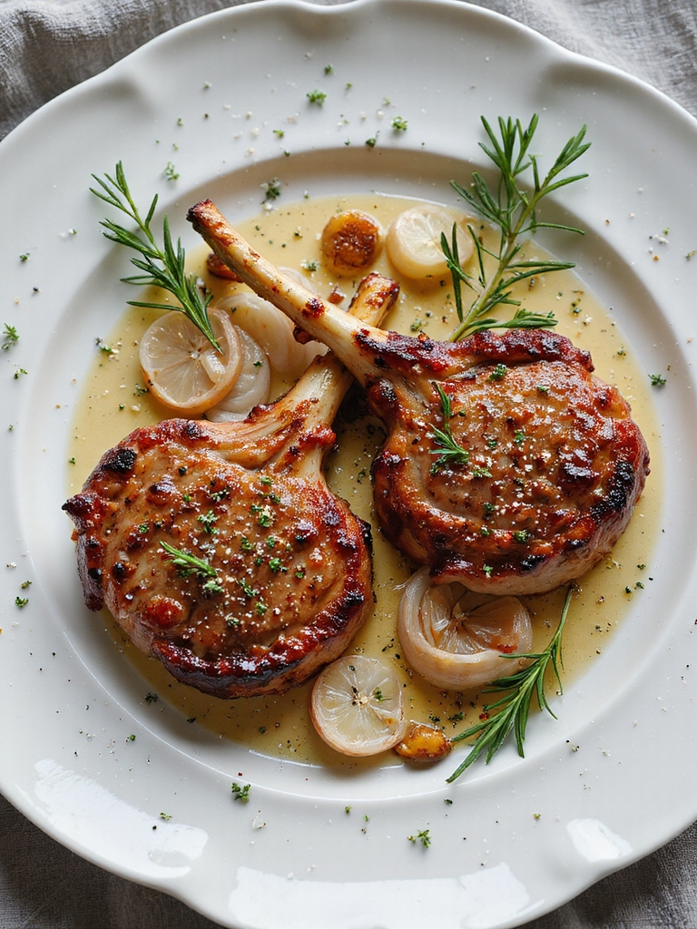 herb infused slow cooked pork chops