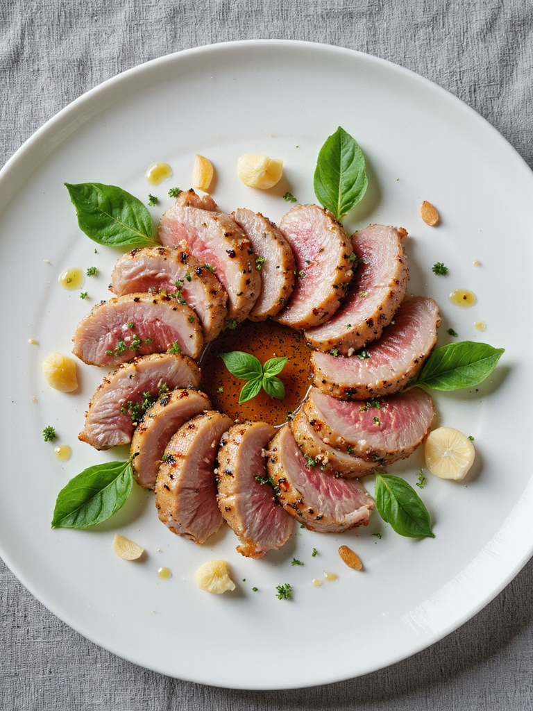 juicy garlic basil pork