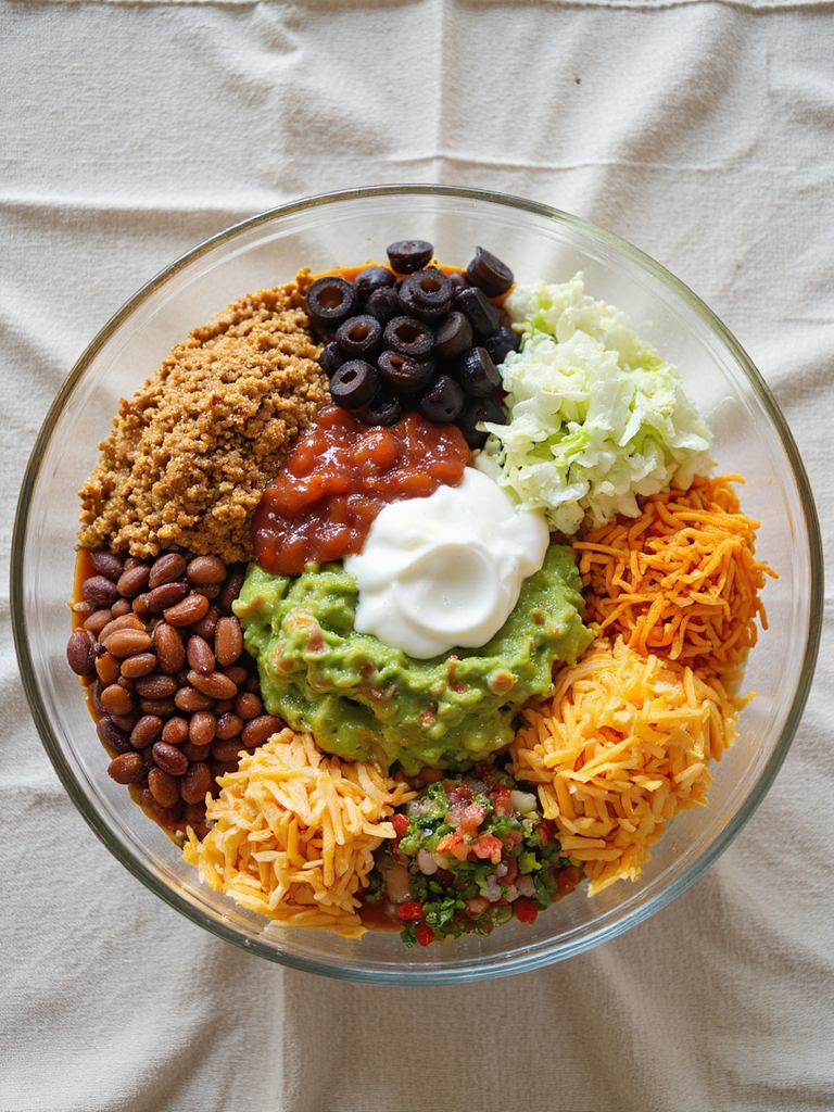 layered vegetarian taco dip
