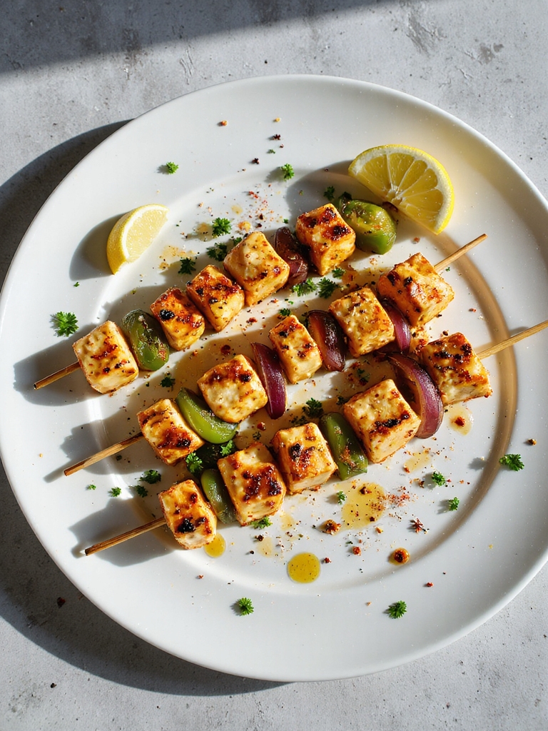 marinated grilled paneer skewers