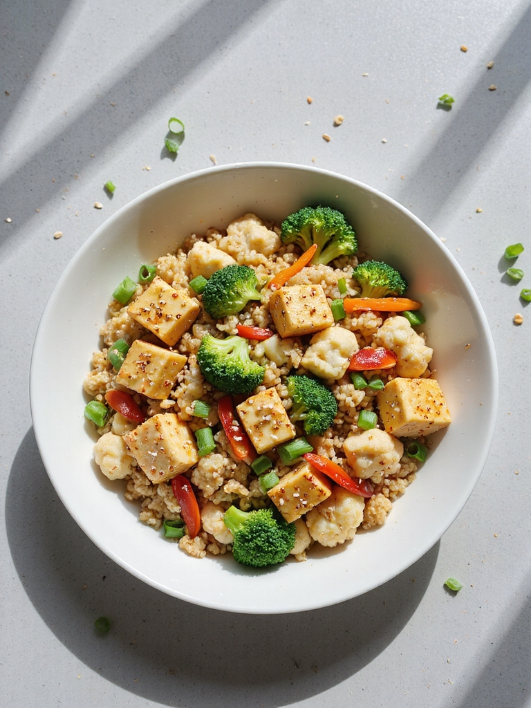 nutritious tofu cauliflower stir fry