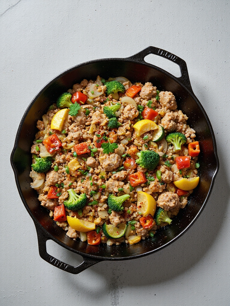 nutritious turkey veggie skillet
