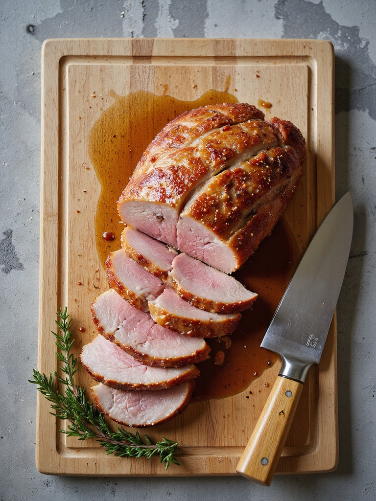 perfectly carved roast pork