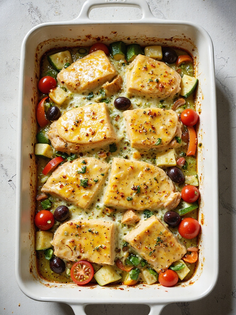 pesto chicken veggie casserole