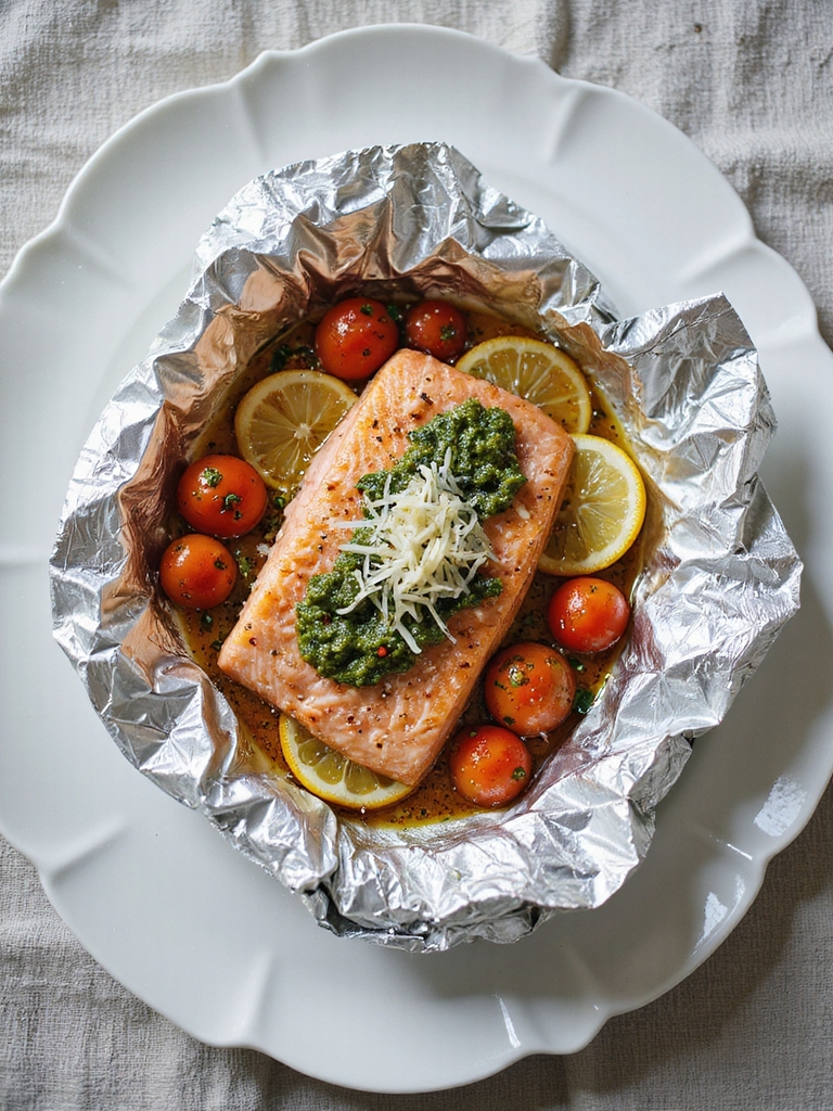 pesto parmesan salmon dinner