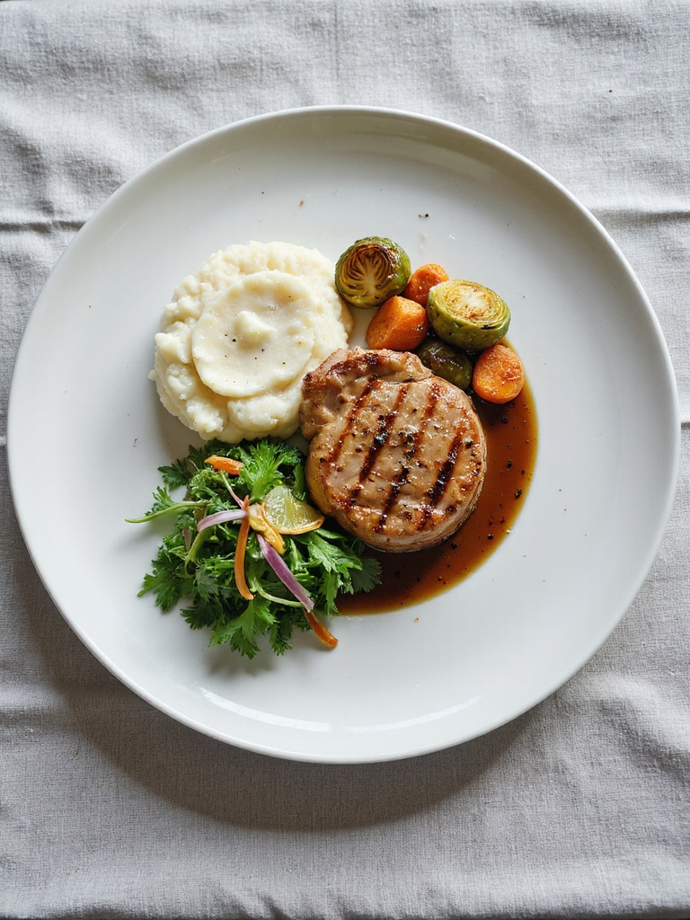 pork chops with roasted sides