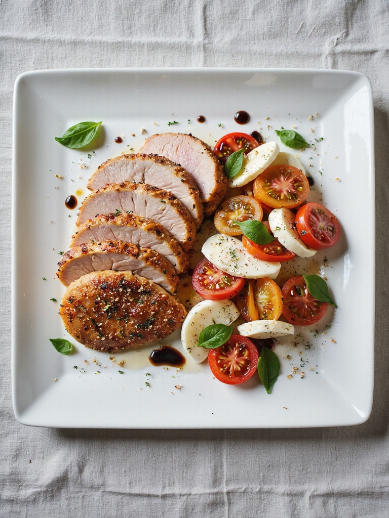 pork loin with caprese salad