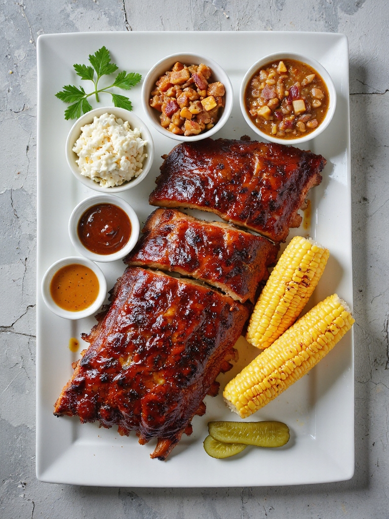 pork ribs with complementary sides