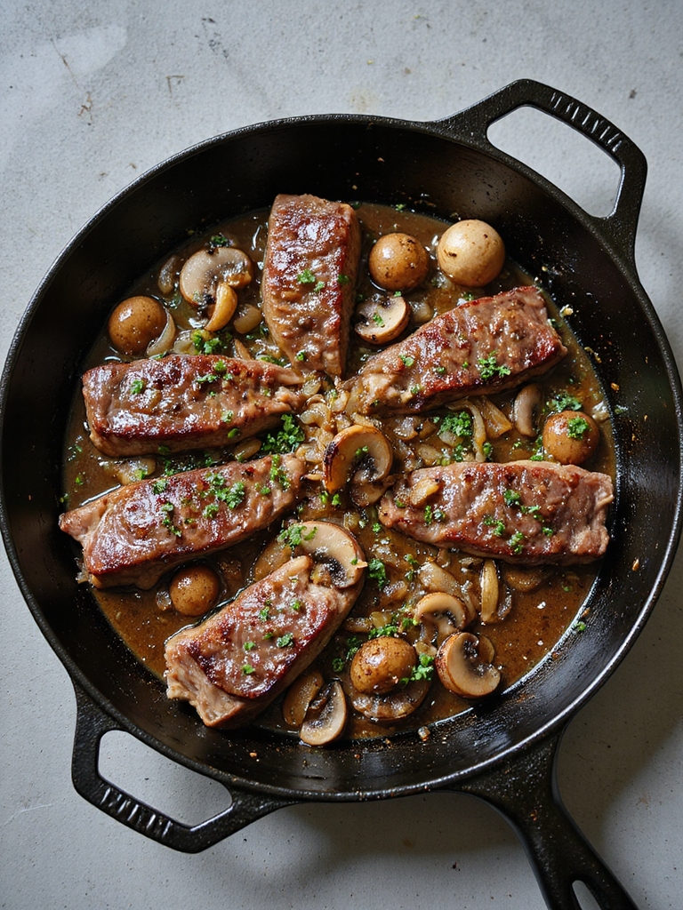 savory beef and mushrooms