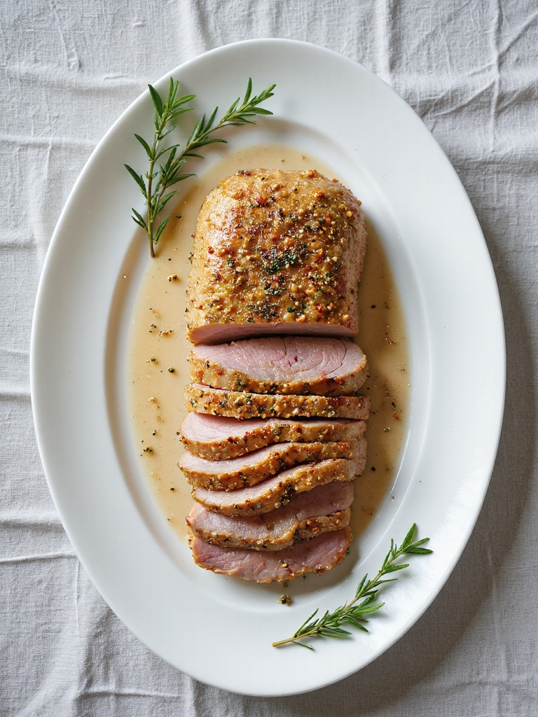 savory herb coated pork roast