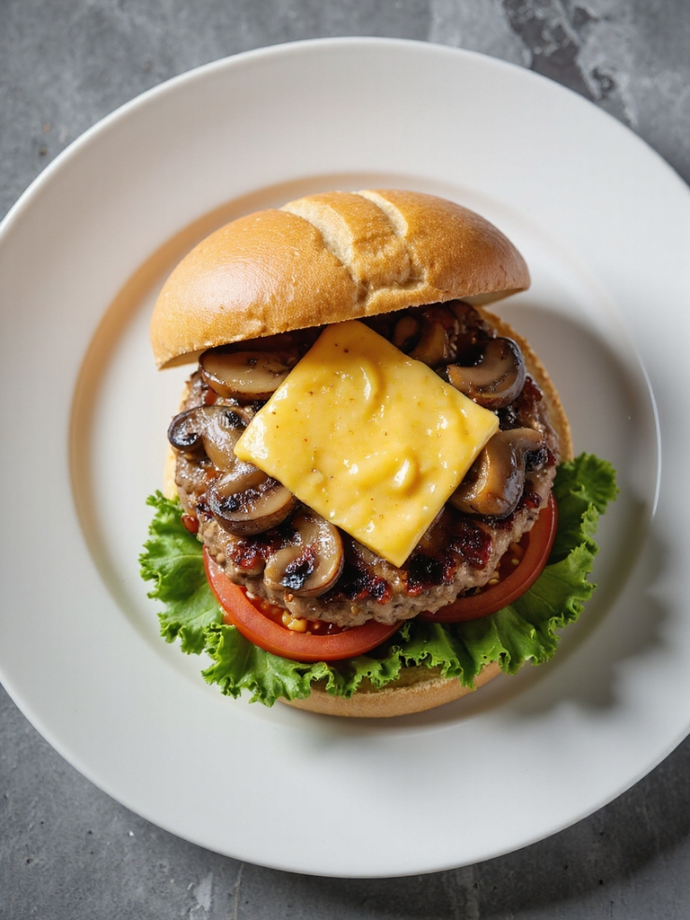 savory mushroom swiss turkey burger