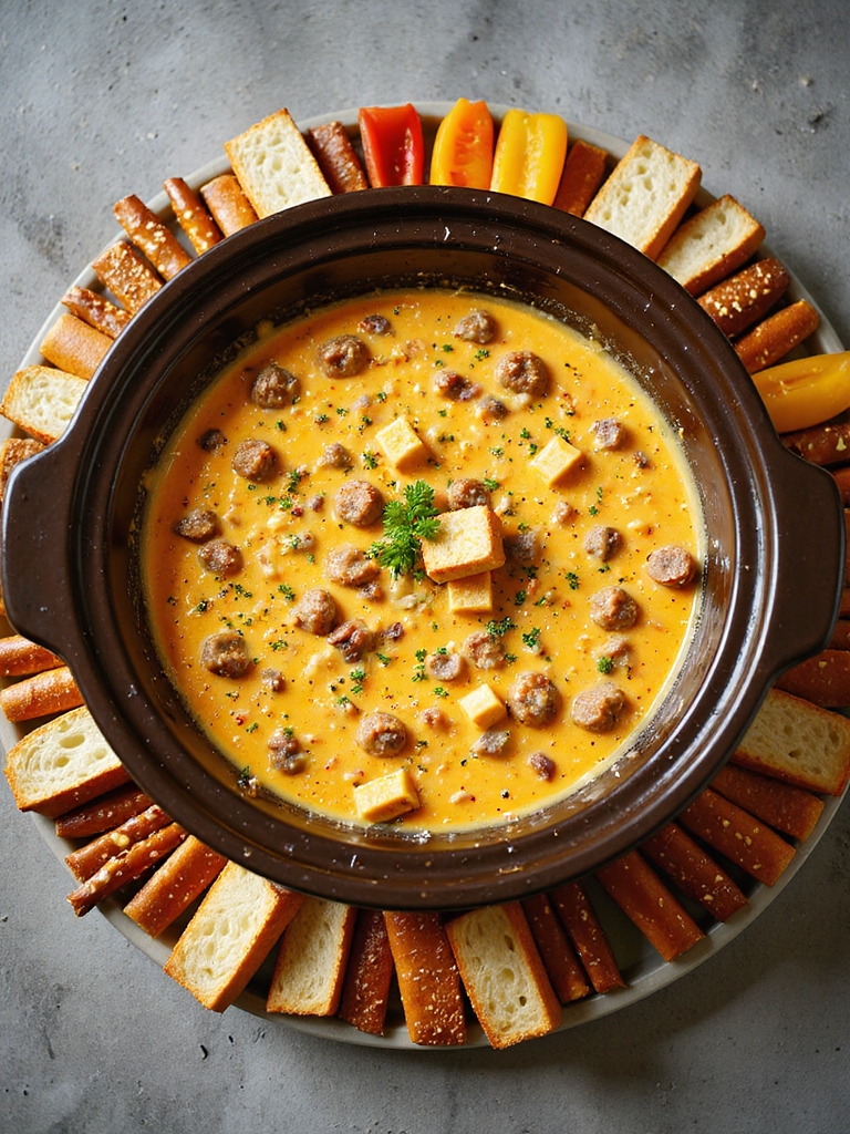 savory sausage beer cheese dip
