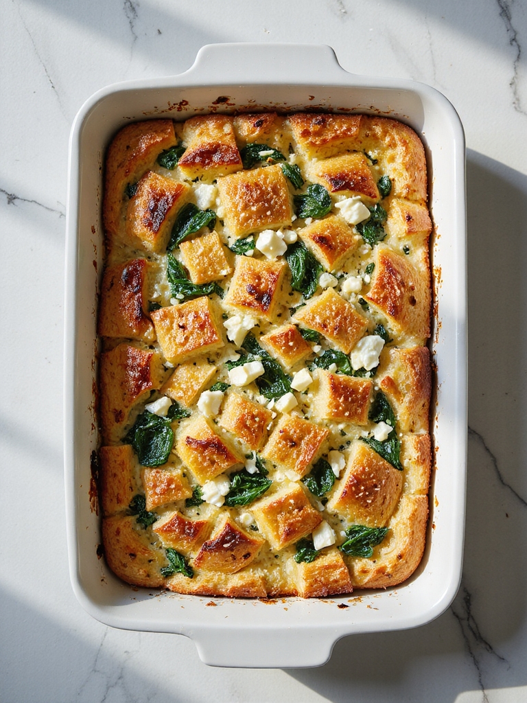 savory spinach feta strata
