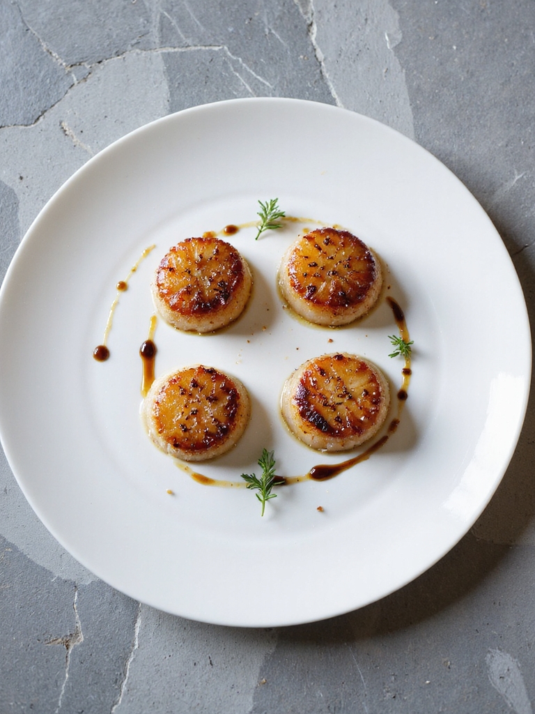 seared scallops with balsamic glaze