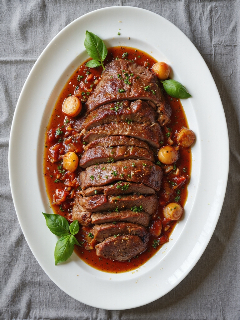 slow cooked beef marinara roast