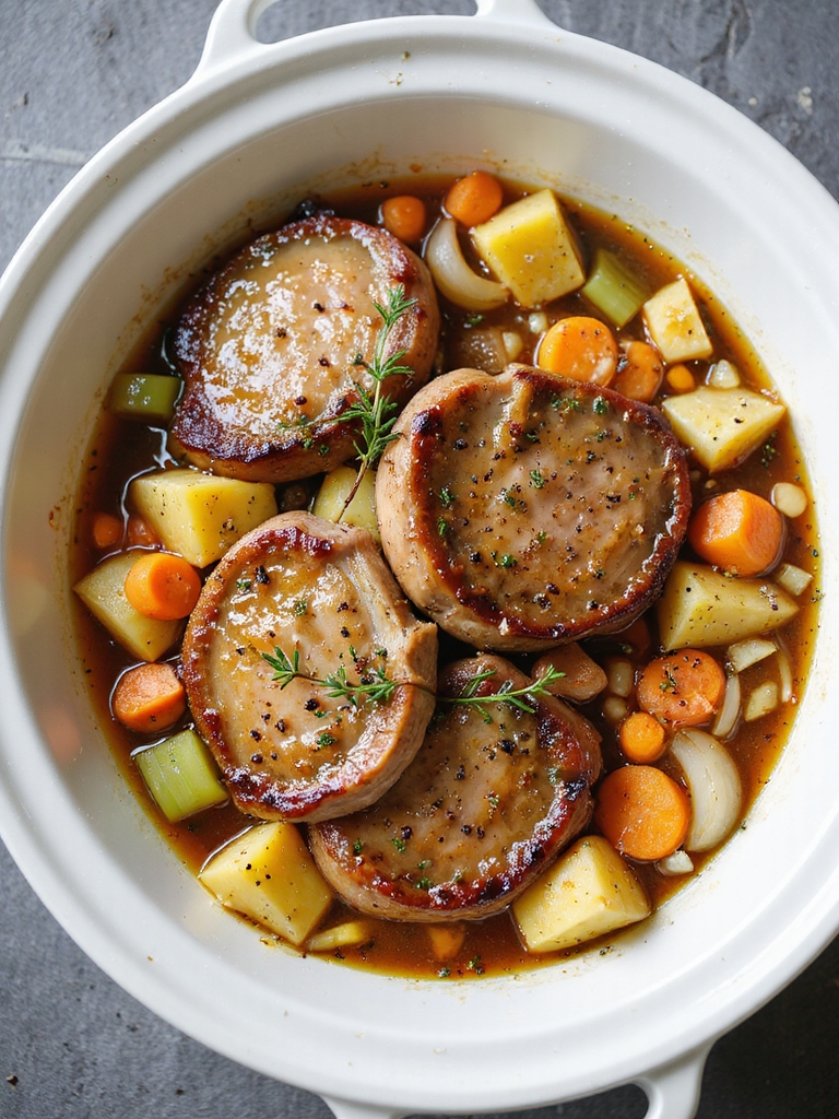 slow cooked pork vegetable medley