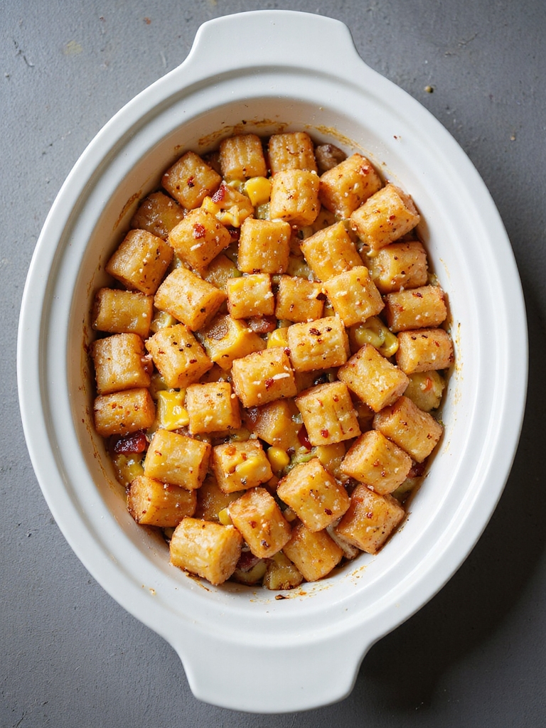slow cooked tater tot casserole