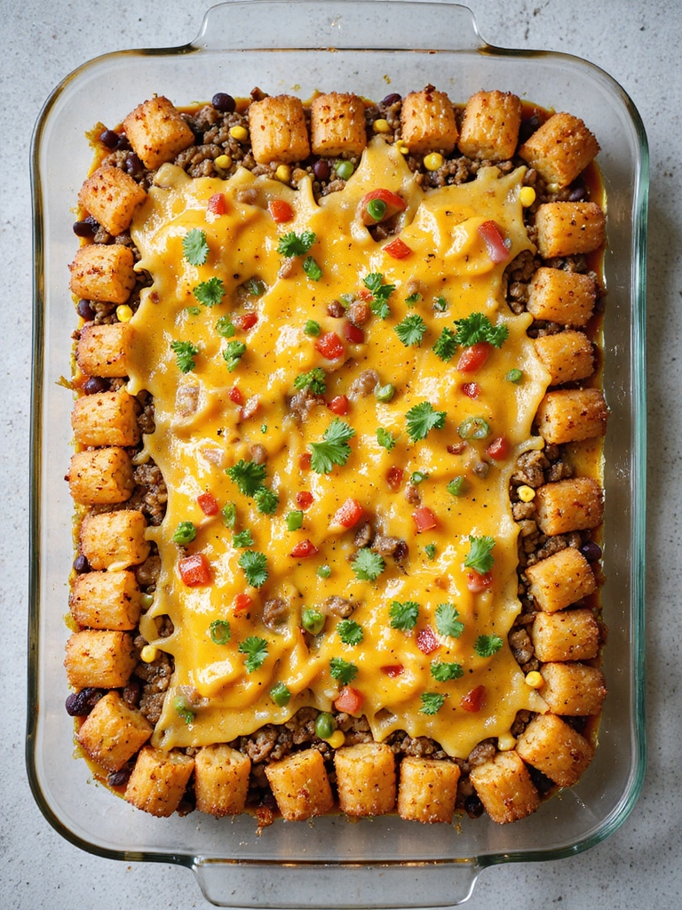 southwestern beef tater tot casserole