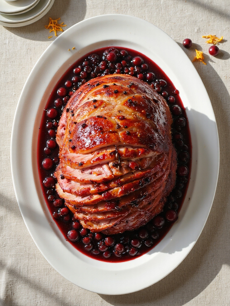 spiced cranberry glazed holiday ham