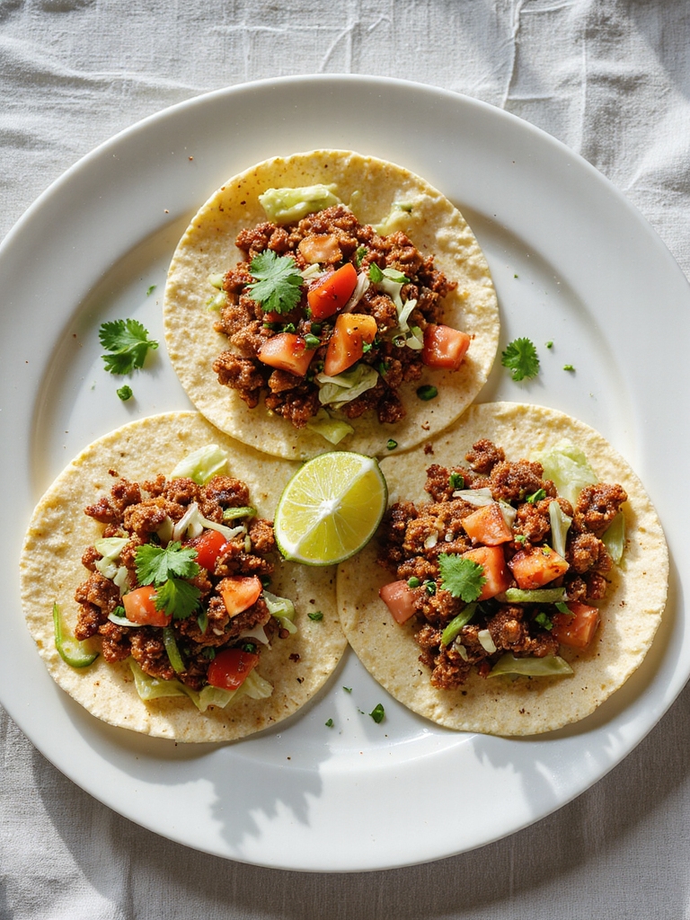spicy ground pork tacos