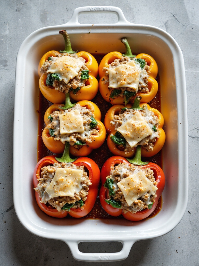 turkey spinach stuffed peppers