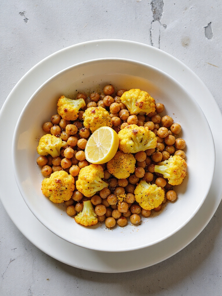 turmeric roasted cauliflower chickpeas