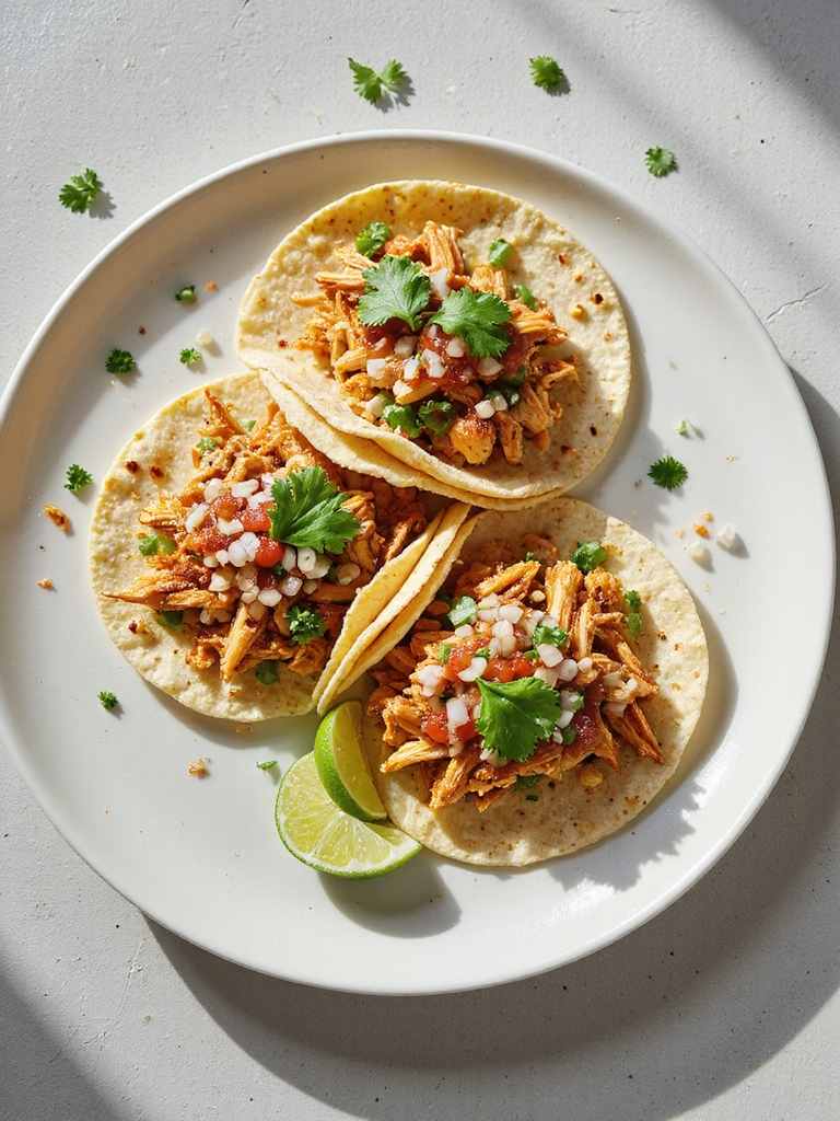 zesty flavored shredded chicken tacos