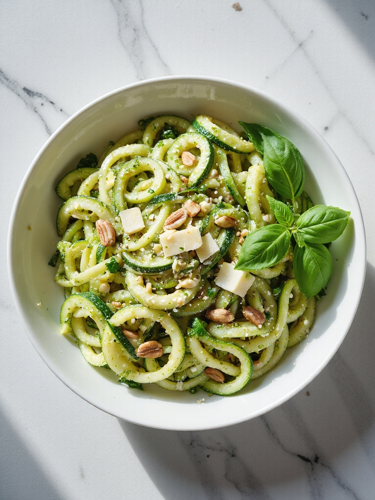 zucchini noodles with pesto