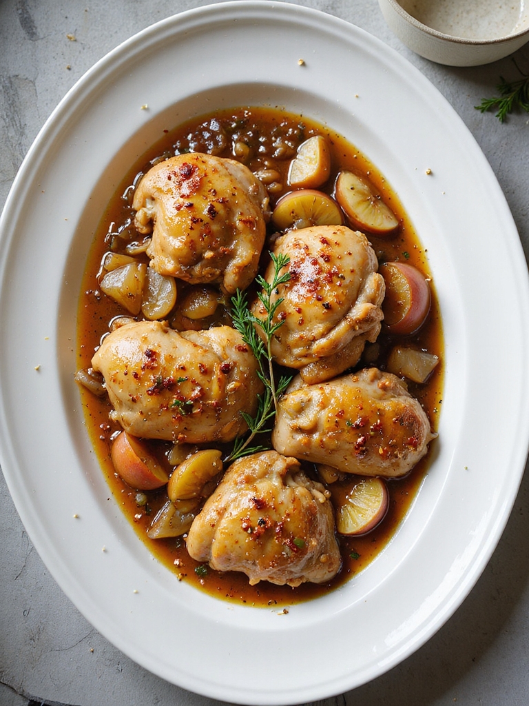 apple cider braised chicken