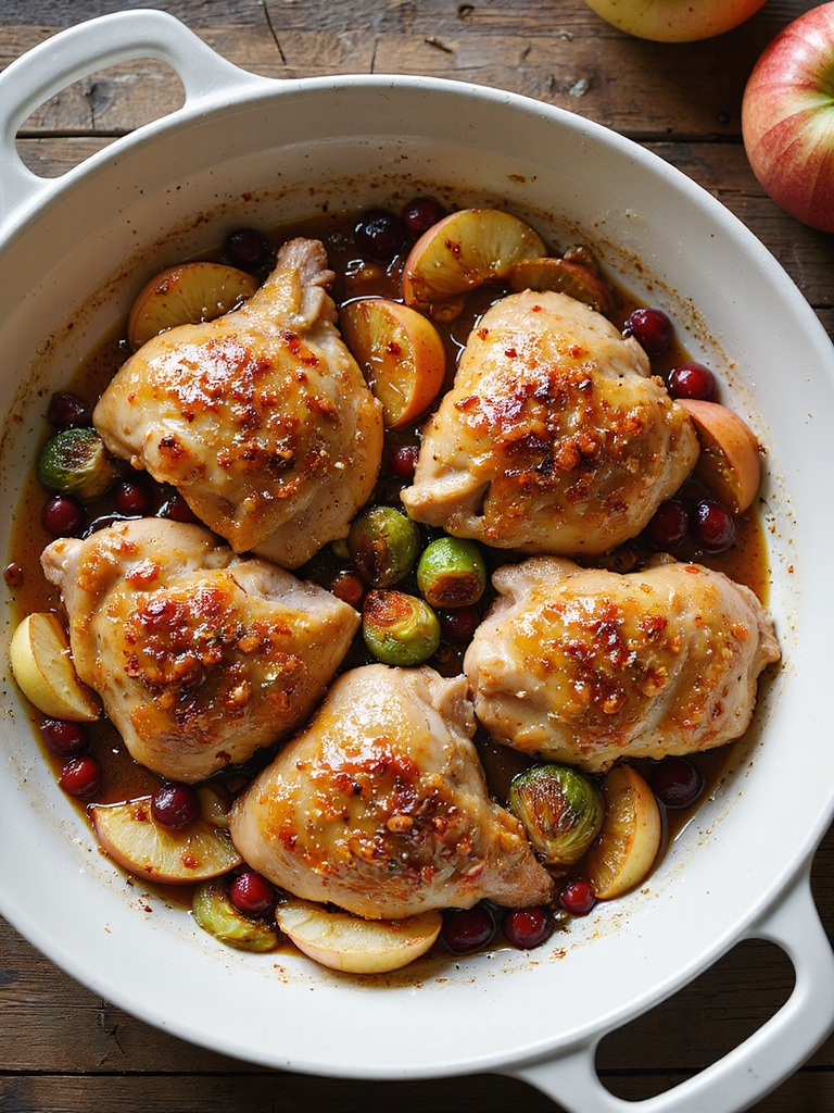 apple cranberry glazed chicken thighs