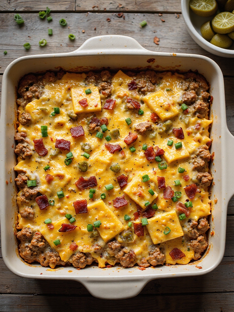 bacon pickle cheeseburger casserole
