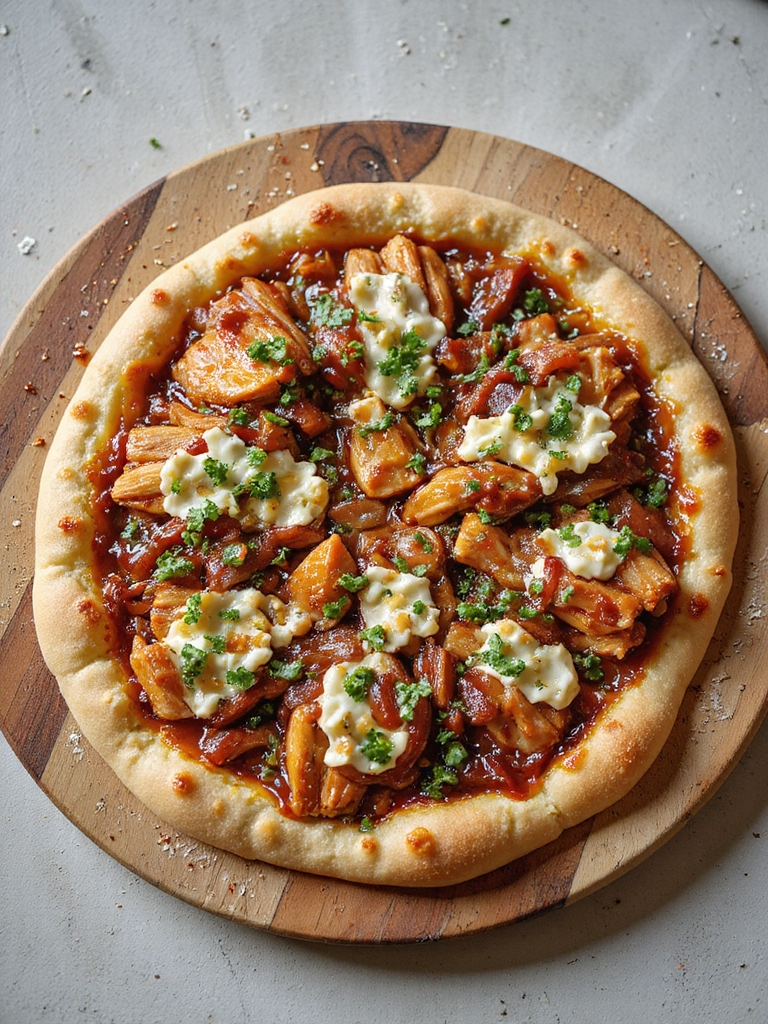 bbq chicken flatbread with caramelized onions