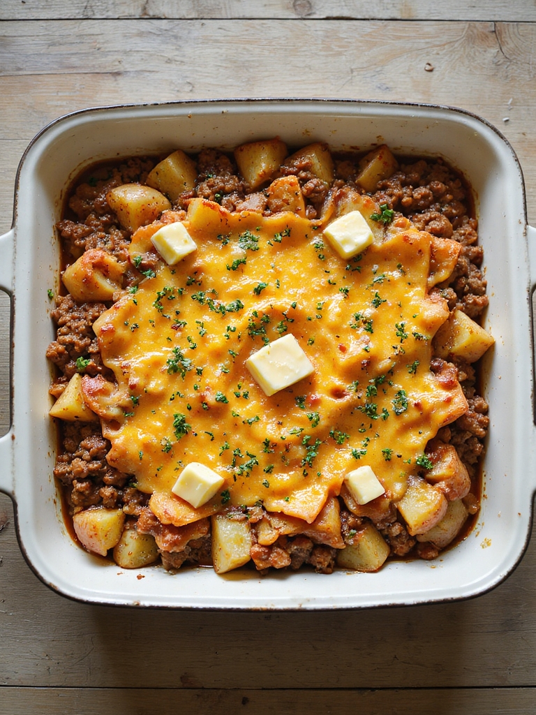 beef potatoes cheesy bake