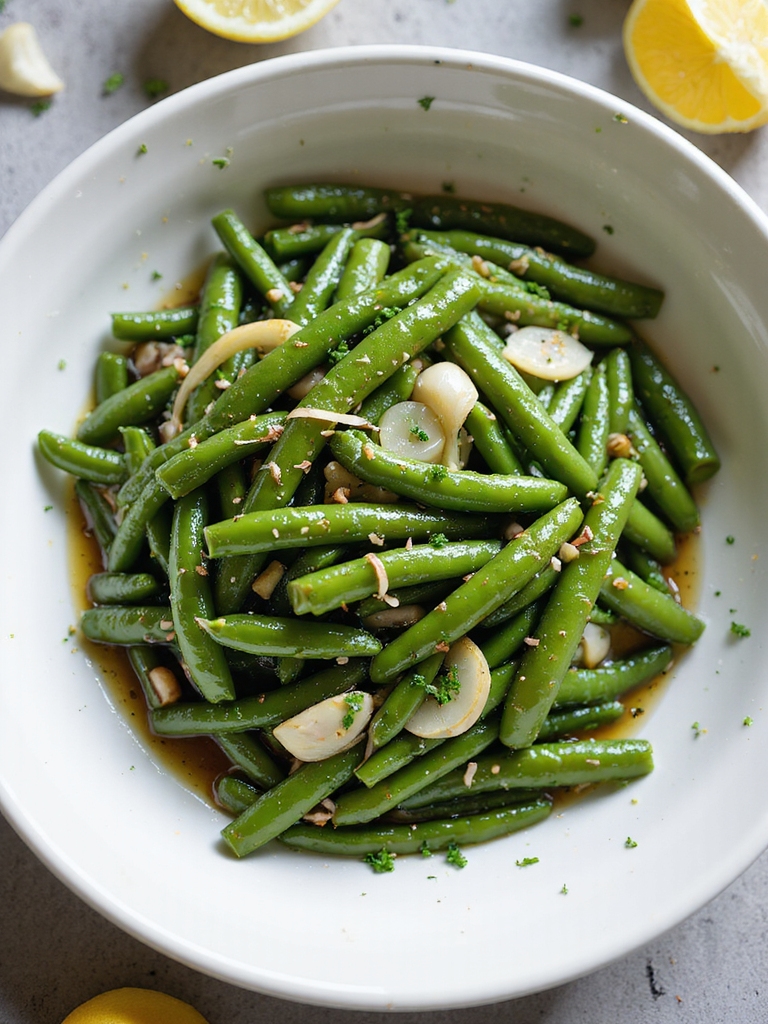 blanched green beans shallot reduction