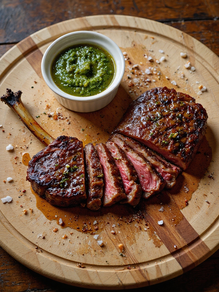 bone in tomahawk steak chimichurri