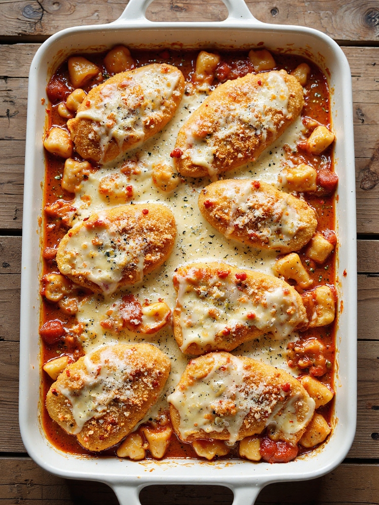 breaded chicken baked pasta