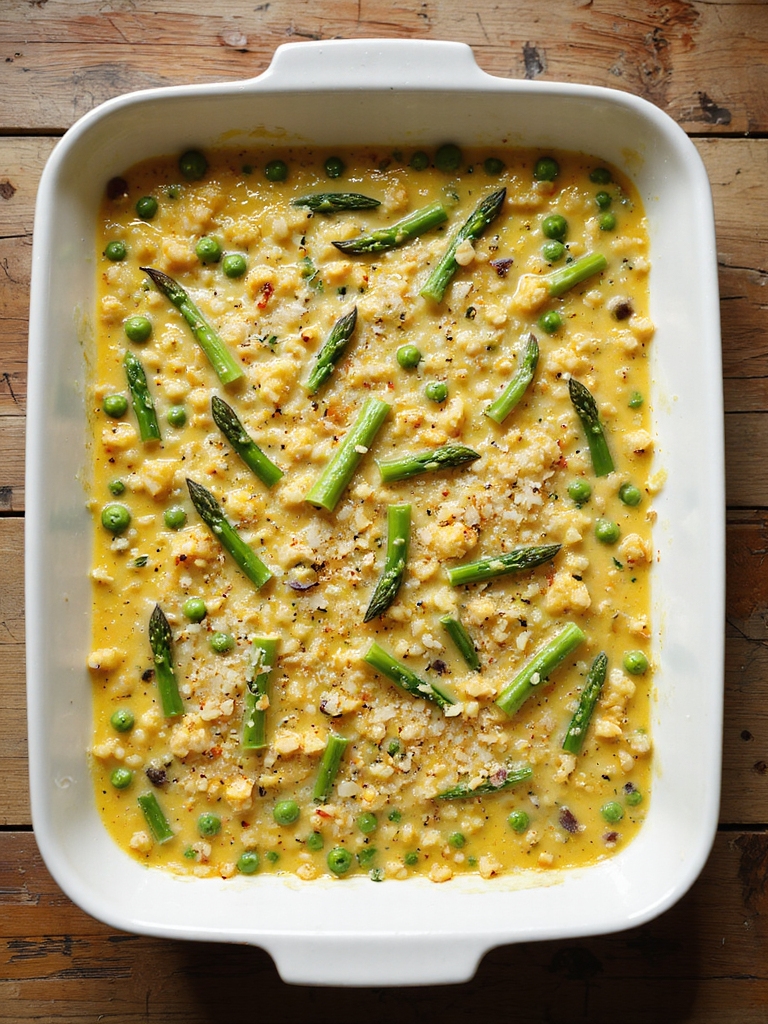 bright lemon asparagus pea casserole