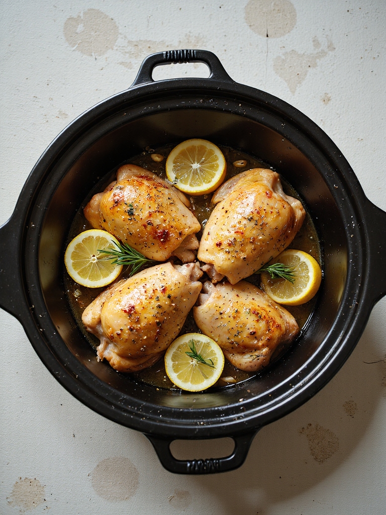 bright lemon herb slow cooked chicken
