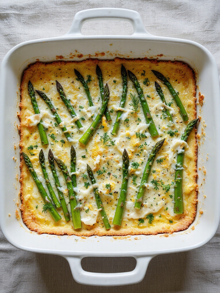 bright lemon herbed asparagus bake