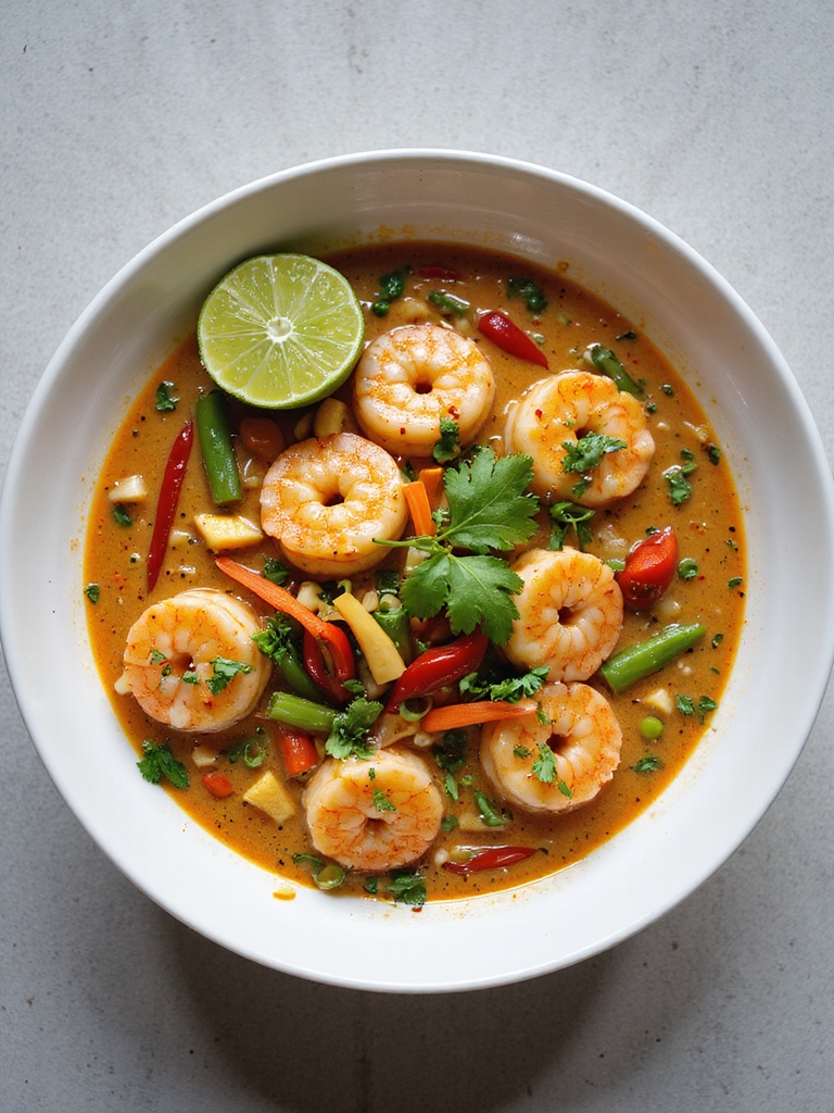 bright lemongrass shrimp curry