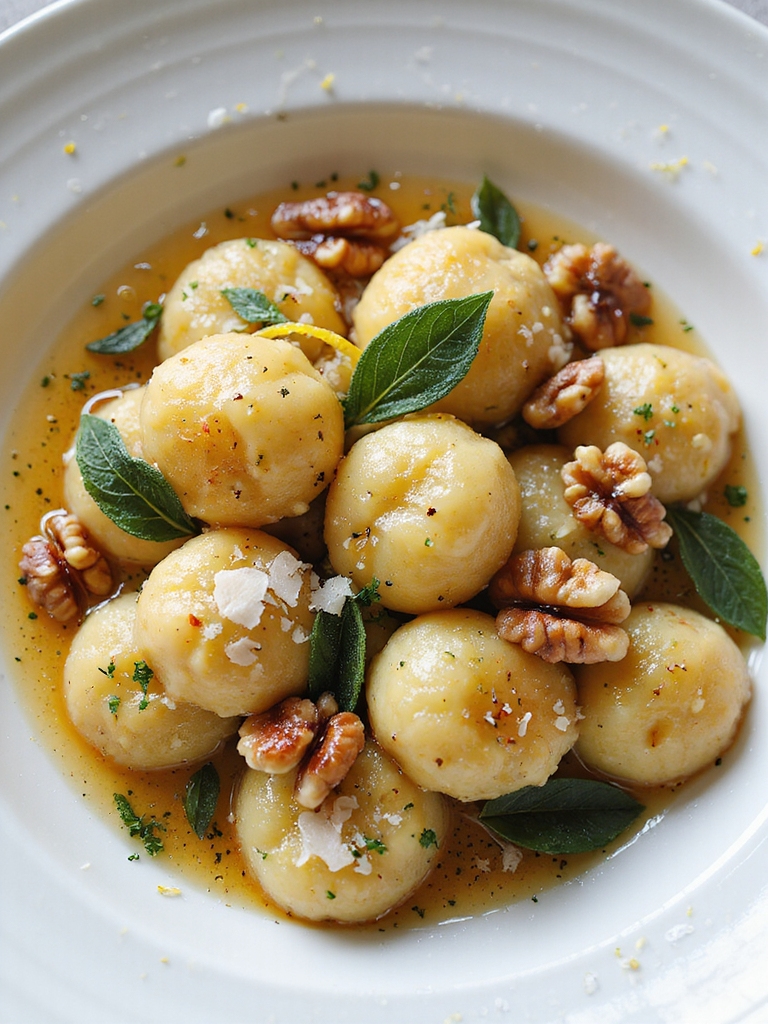 brown buttered sage walnut gnocchi