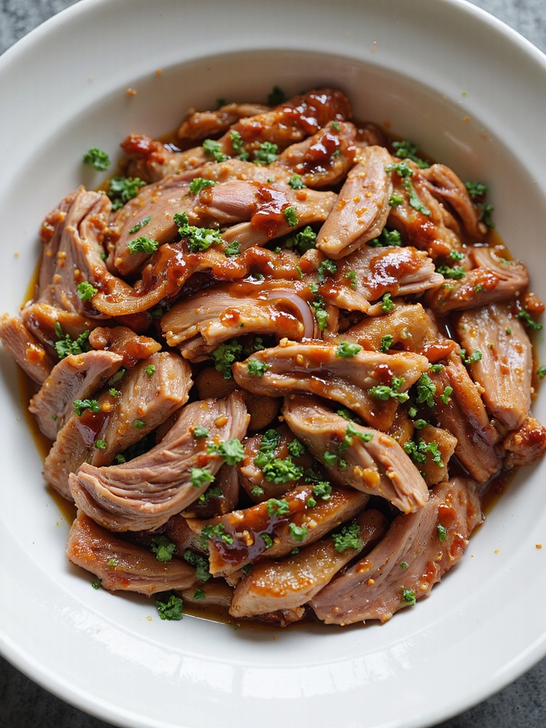 browned pressure cooked shredded pork